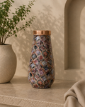 Pure Copper Meena Work Bed Side Bottle With Inbuilt Glass (1.25L) | Soul Love & Earth