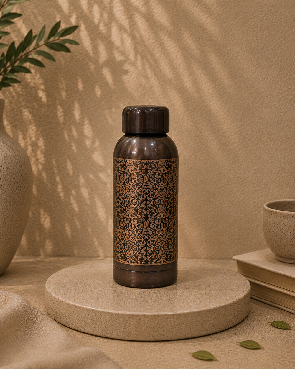 Premium Pure Copper Bottle With Carving (500Ml) | Soul Love & Earth
