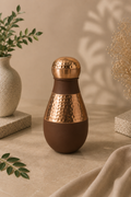 Antique Pure Copper Bed Side Bottle Middle Hammer With Inbuilt Glass (Brown) | Soul Love & Earth