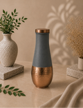 Antique Pure Copper Bed Side Bottle Bottom Hammer With Inbuilt Glass (Grey) | Soul Love & Earth