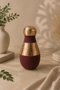 Antique Pure Copper Bed Side Bottle Middle Hammer With Inbuilt Glass (Red) | Soul Love & Earth