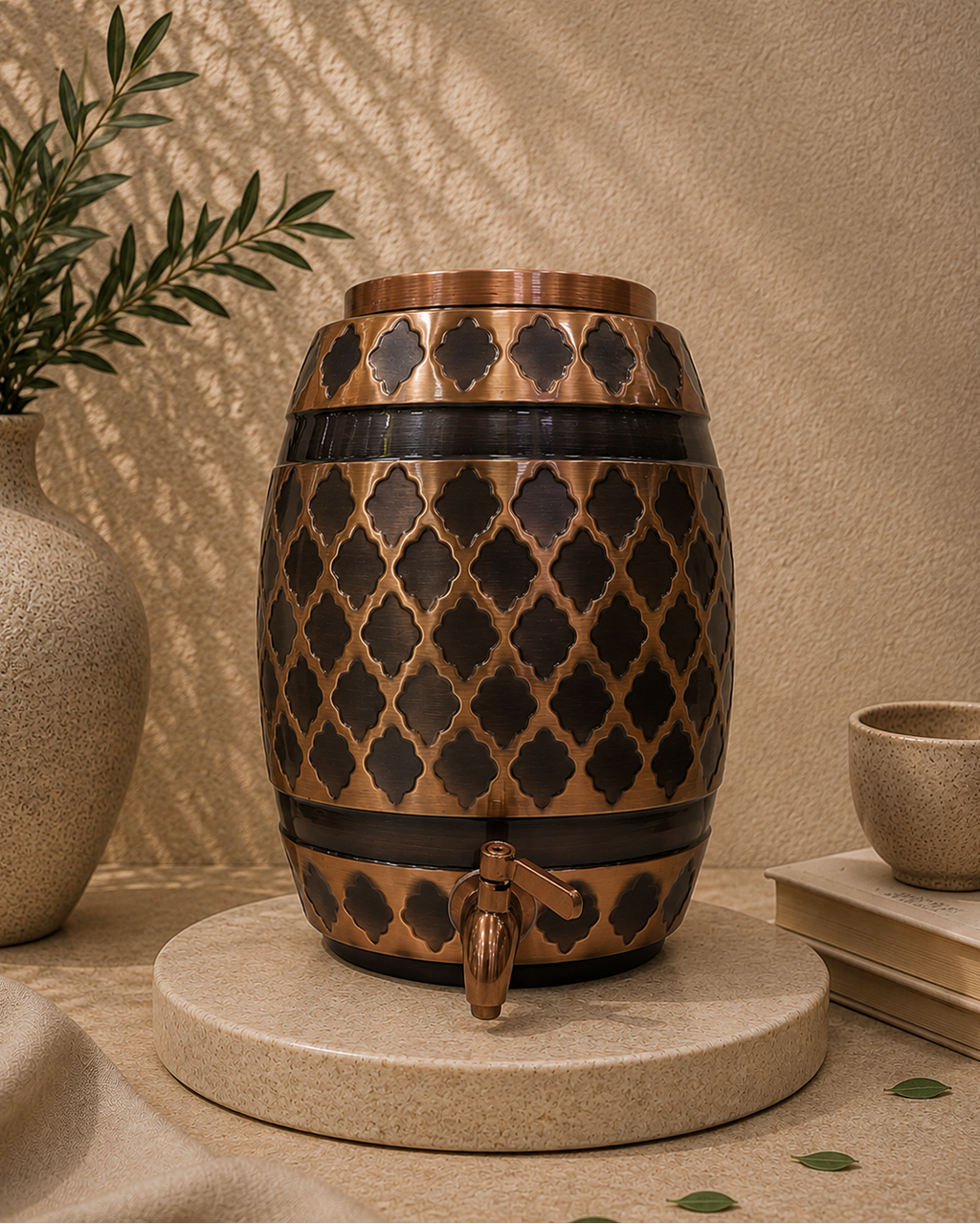Premium Pure Copper In A Apiary Shape Water Dispenser With Lid And Tap (5L) | Soul Love & Earth