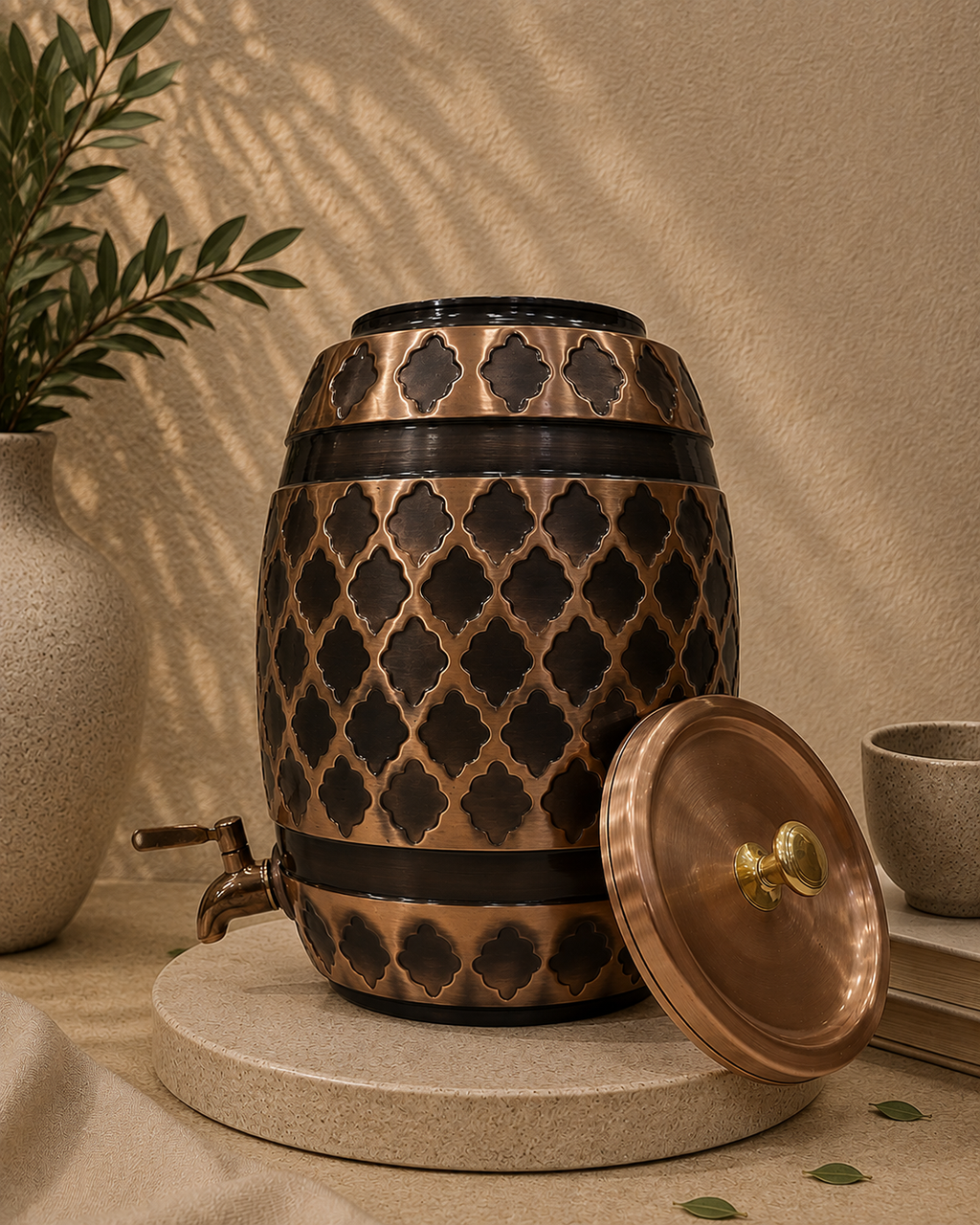 Premium Pure Copper In A Apiary Shape Water Dispenser With Lid And Tap (5L) | Soul Love & Earth