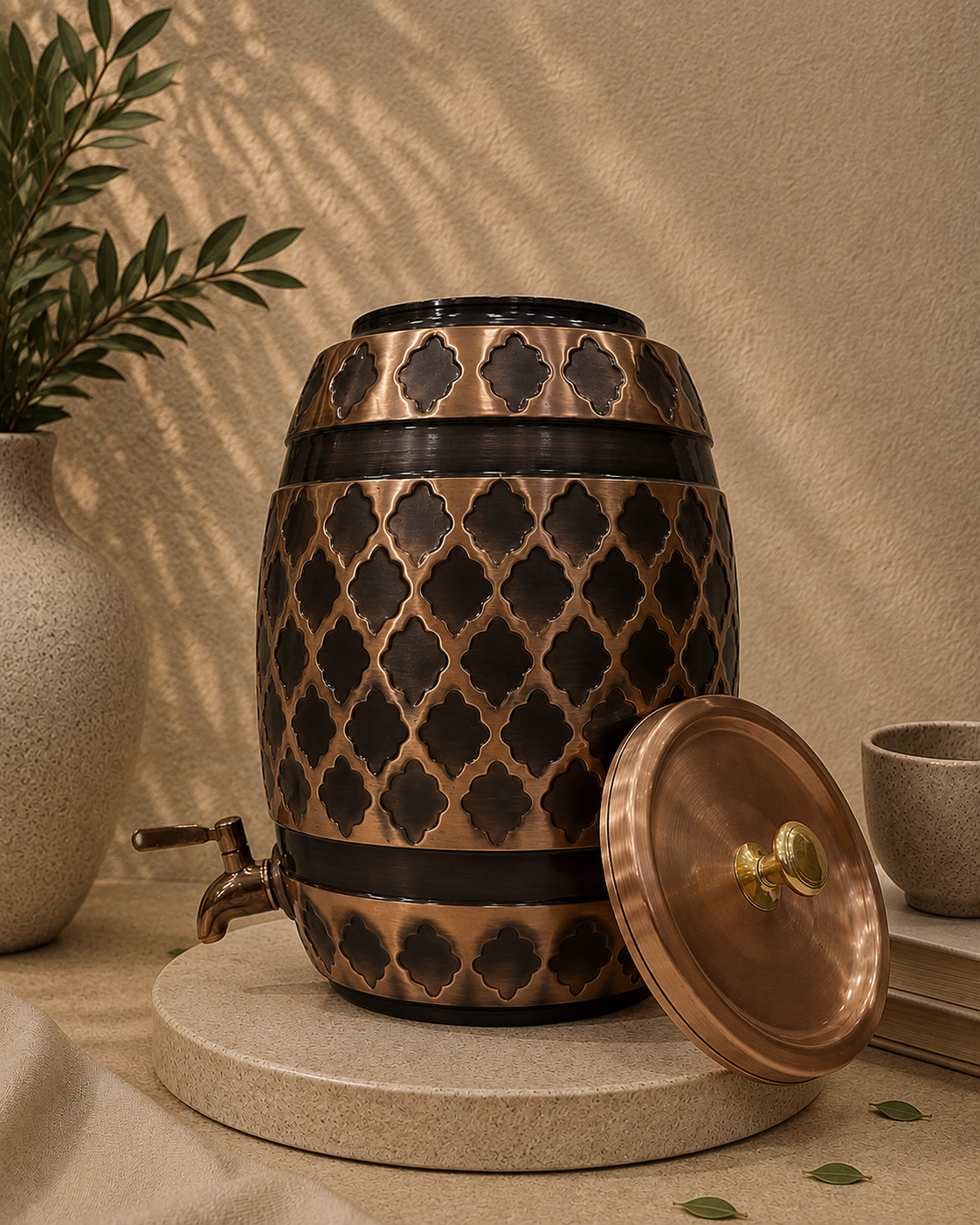 Premium Pure Copper In A Apiary Shape Water Dispenser With Lid And Tap (5L) | Soul Love & Earth