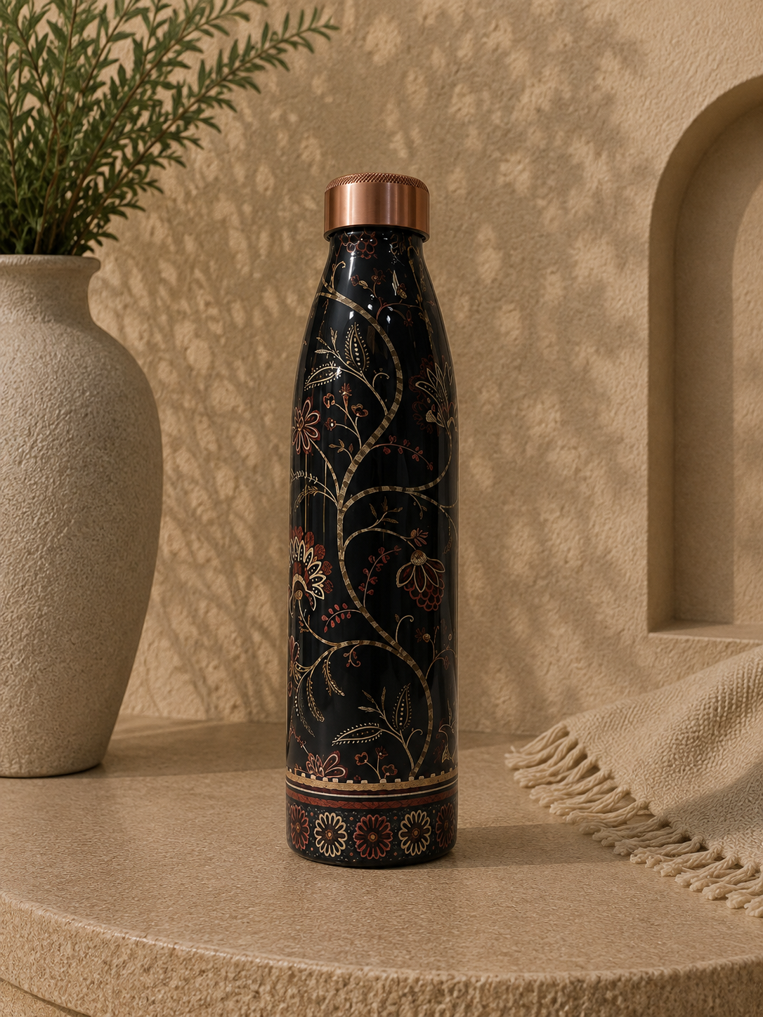 Pure Copper Meena Work Flora Editon Bottle (1L) | Soul Love & Earth