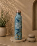 Pure Copper Meena Work Watter Bottle With Flora Finish 1L | Soul Love & Earth