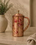 Pure Copper Flower Design Jug With Handle (2L) | Soul Love & Earth