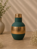 Premium Pure Copper Bedside Water Bottle With Middle Hammered Design | Soul Love