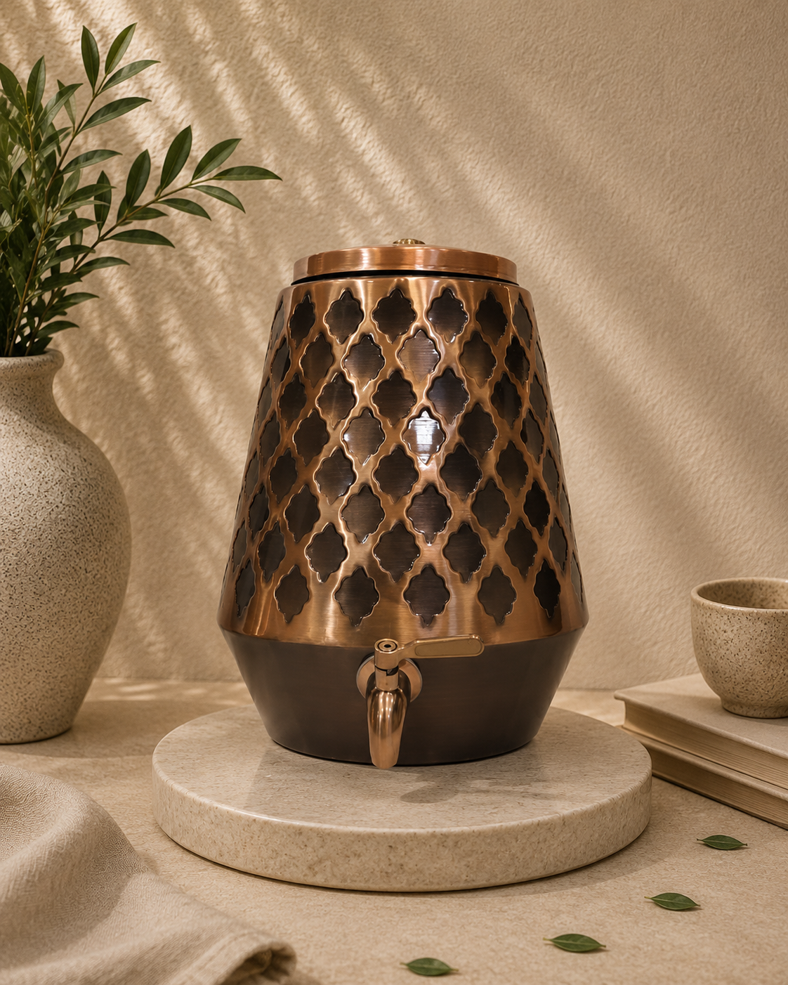 Premium Pure Copper Water Dispenser Matka Tank Pot With Honeybee Style (5L) | Soul Love & Earth