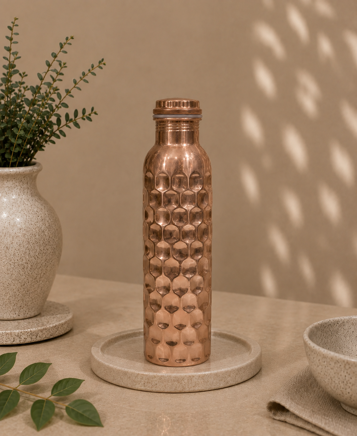 Pure Copper Water Bottle Honeybee Edition 1L | Soul Love & Earth
