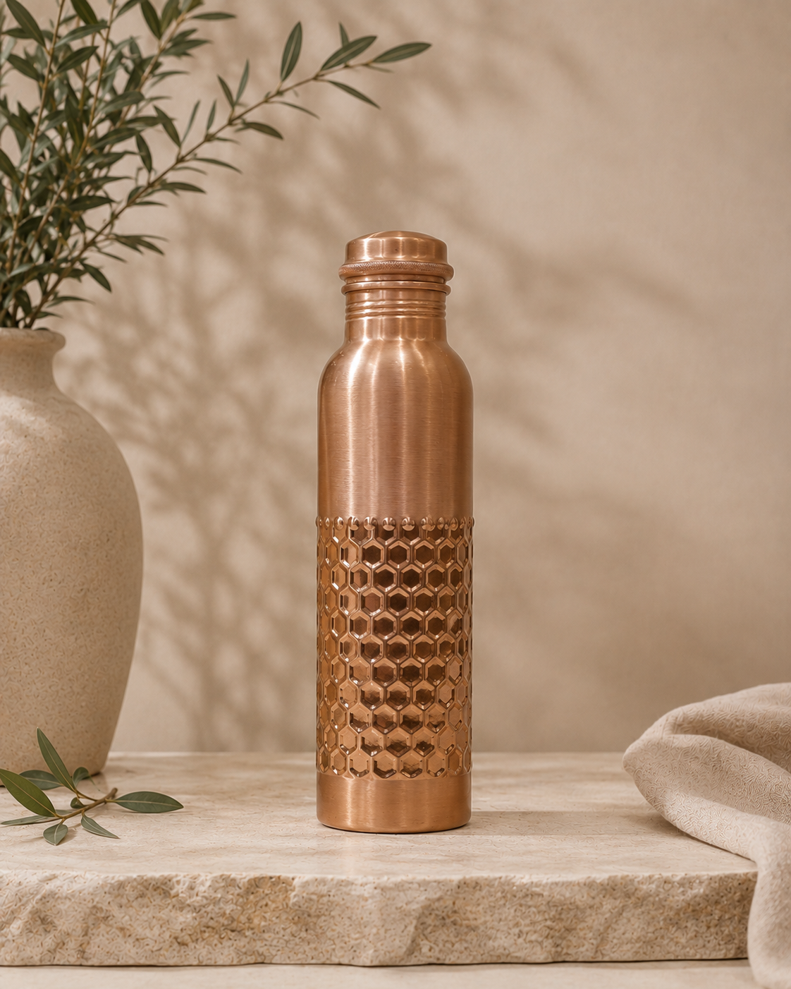 Pure Copper Water Bottle Honeybee Edition 1L | Soul Love & Earth