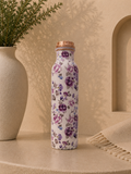 Pure Copper Meena Work Bottle With Jasmine Print (1L) | Soul Love & Earth