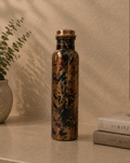 Pure Copper Bottle With Beautiful Leaf Print | Soul Love & Earth