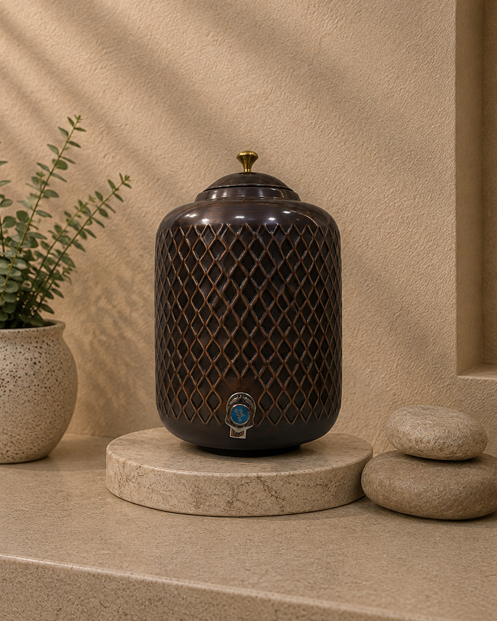 Premium Quality Pure Copper Matka Pot With Lid And Tap Water Dispenser (5L) | Soul Love & Earth