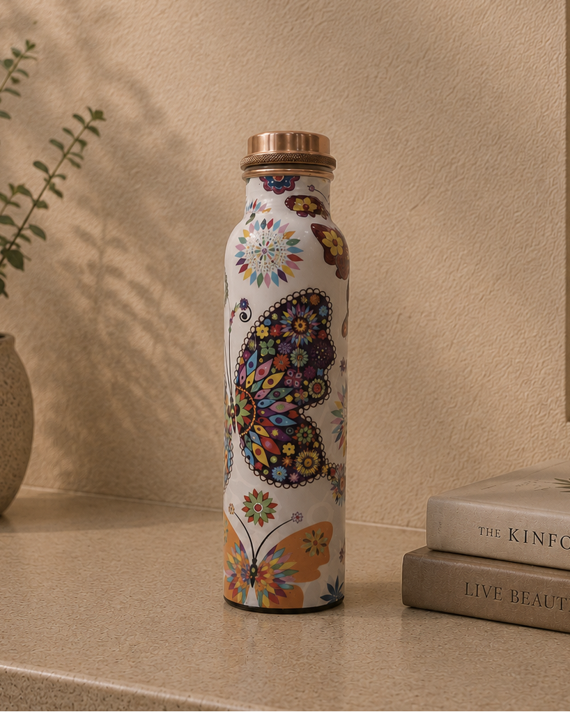 Pure Copper Meena Work Water Bottle | Soul Love & Earth