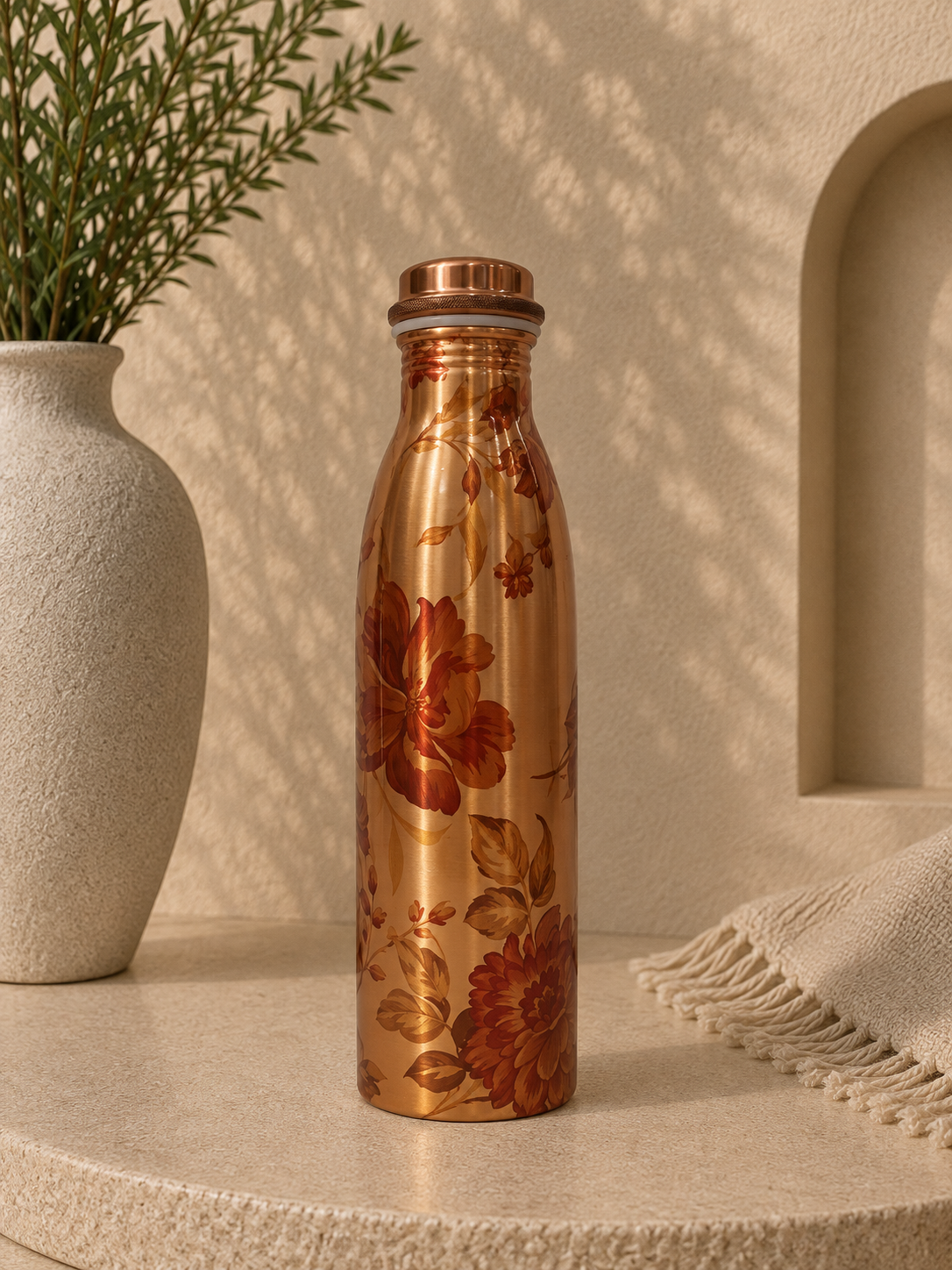 Pure Copper Meena Work Bottle (1L) | Soul Love & Earth