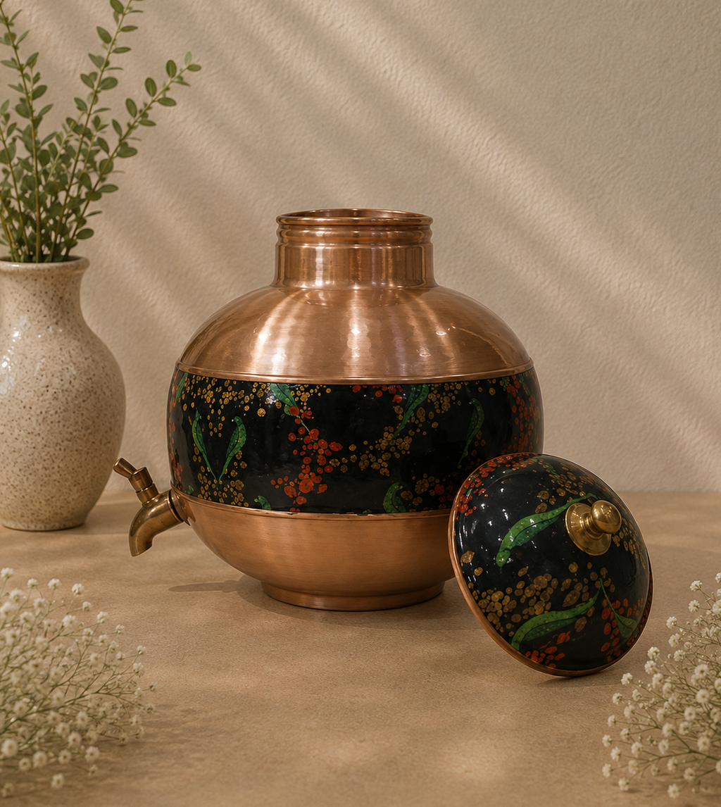 Pure Copper Pot With Meena Work Water Dispenser (5L) | Soul Love & Earth