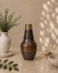 Premium Pure Copper Bed Side Water Bottle With Middle Craving And Inbuilt Glass