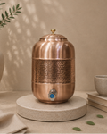 Middle Hammerd Pure Copper in Oval Shape With Lid and Tap Water Dispenser (5L) | Soul Love & Earth