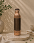 Pure Copper Hammered Water Bottle With Middle Silk Finish (1L) | Soul Love & Earth