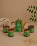 Morning Tea Set (Set of 4 cups & 1 Kettle, Color - Green) | Soul Love & Earth