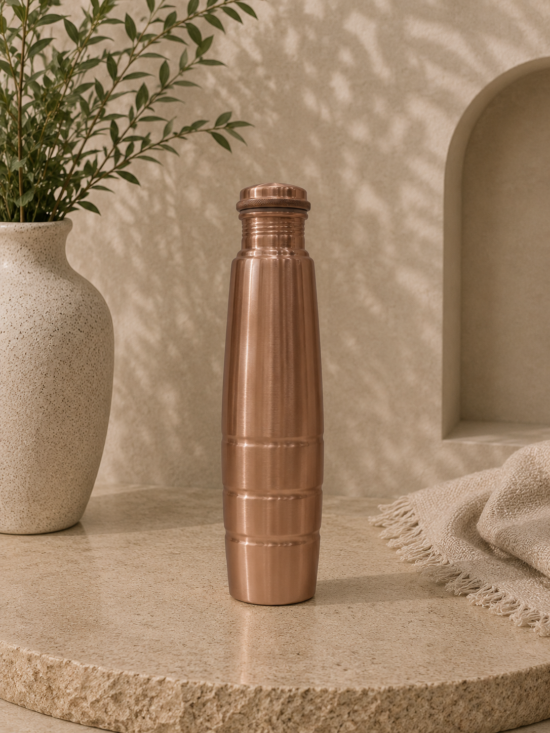 Pure Copper Ovel Shape Bottle (1L) | Soul Love & Earth
