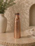 Pure Copper Narrow Vessel With Hammerd Finish Bottle (1L) | Soul Love & Earth