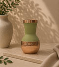 Antique pure copper bed side bottle lower hammer design with inbuilt glass (Colour-Parrot Green , Material-Silk) | Soul Love & Earth