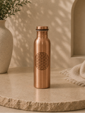 Pure Copper Plain Water Bottle With Design (1L) | Soul Love & Earth