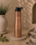 Pure Copper Water Sipper With Top And Bottom Hammered Finish | Soul Love & Earth