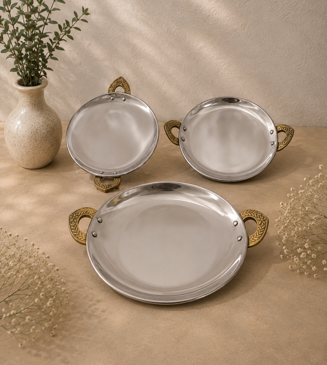 Food Serving Copper Plates Set | Soul Love & Earth