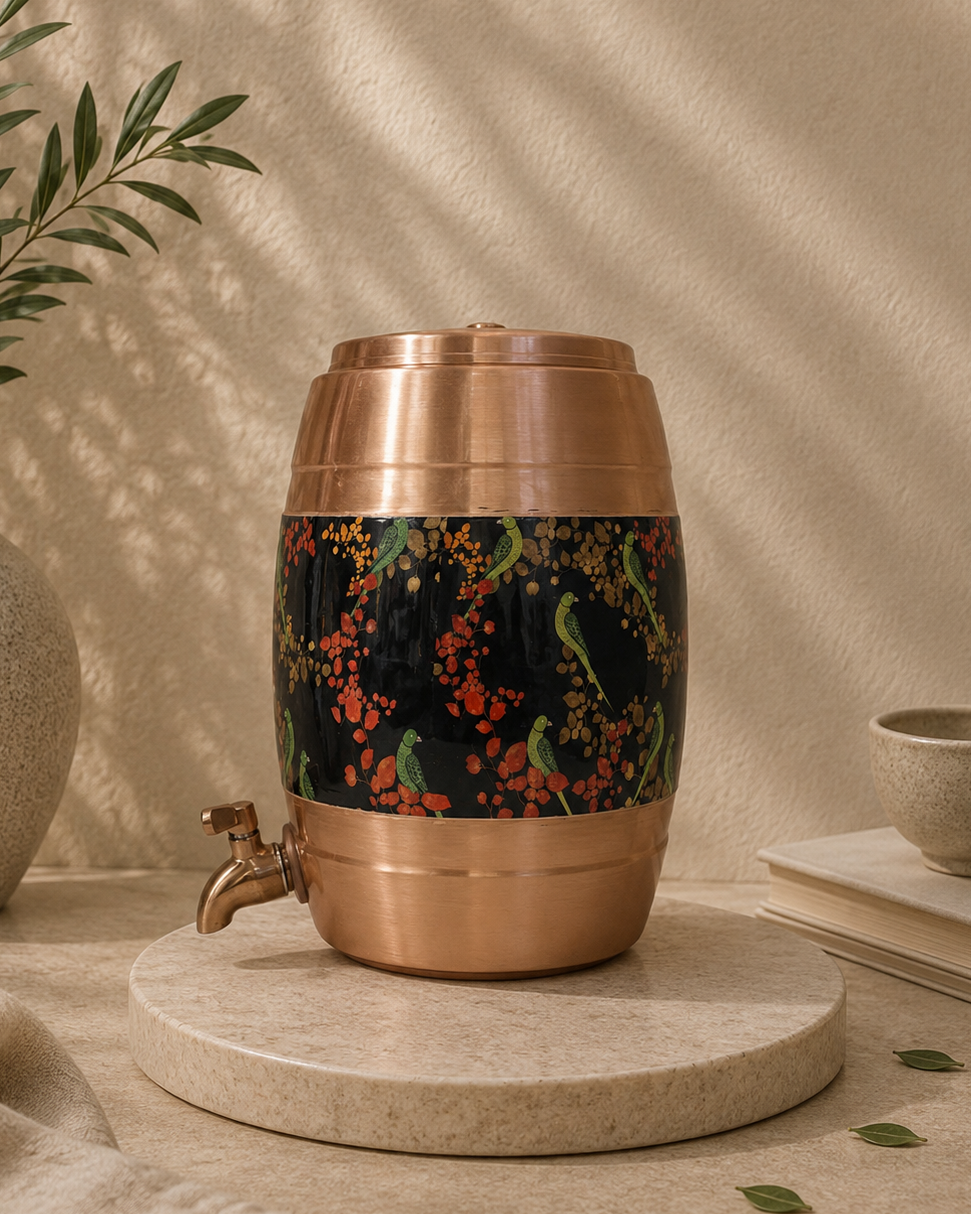 Pure Copper Dispenser With Middle Meena Work With Tap (5L) | Soul Love & Earth